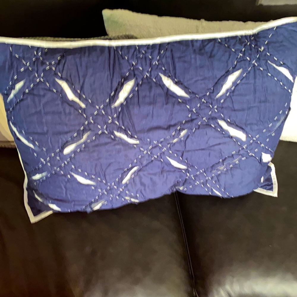 Carol & Frank Parker Indigo Standard Sham, Blue & Cream, Size:  20” x 26” NEW